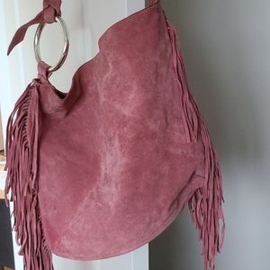 Suede Dusty Pink Fringe Sequoia Bag